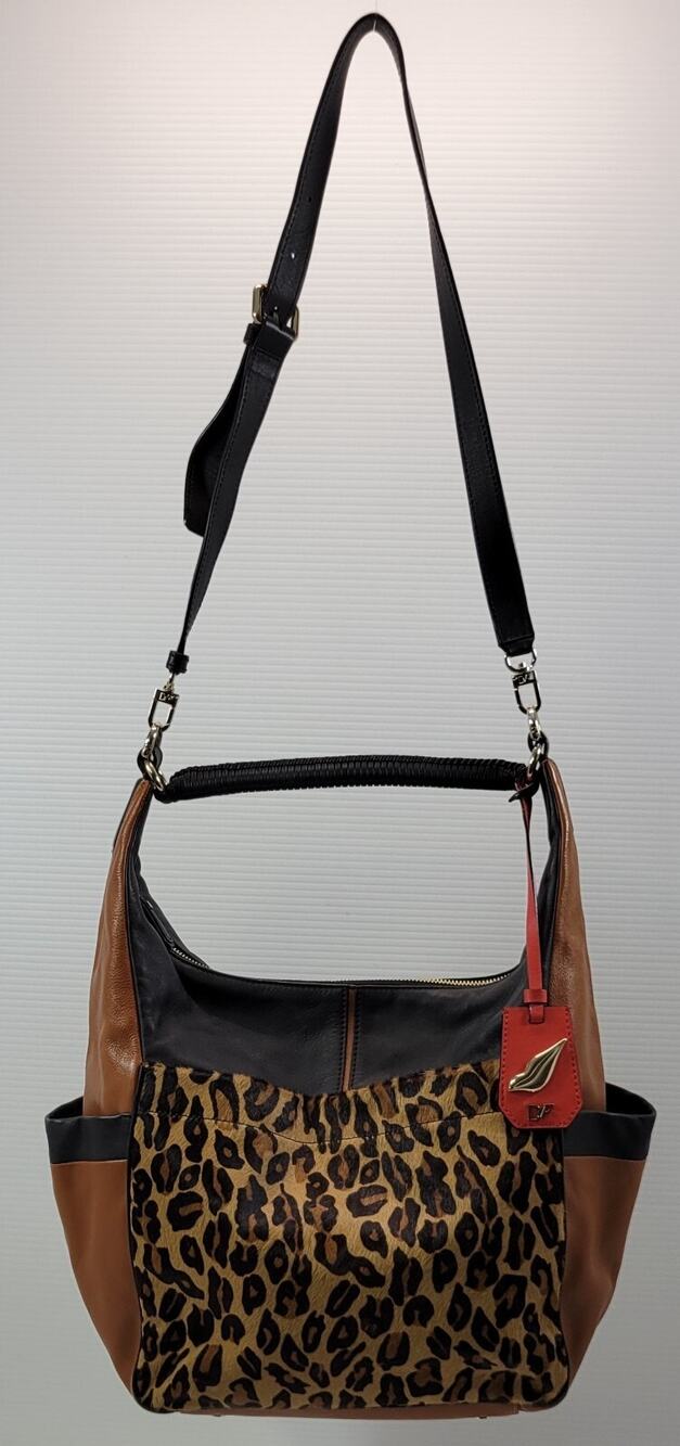 BG) Diane Von Furstenberg Brown Leopard Print Hand Bag Purse